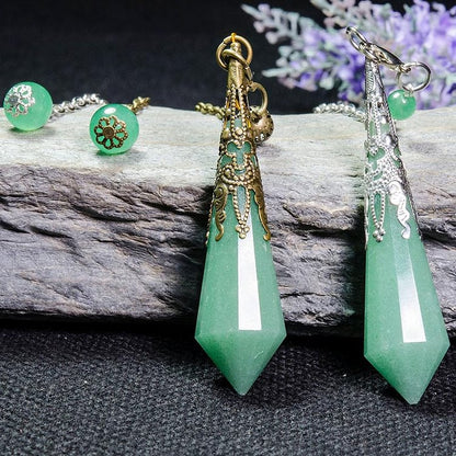 Vintage 12-Faceted Green Aventurine Balance Energy Pendulum
