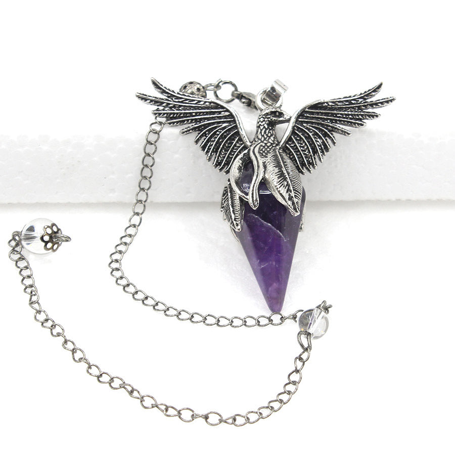 Crystal Rhombus-Cone Cut Peacock Spirit Pendulum