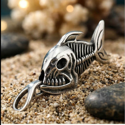 Men's Fashionable Full Fish Skull Pendant Necklace