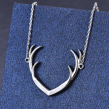 Deer Antler  Opal Necklace