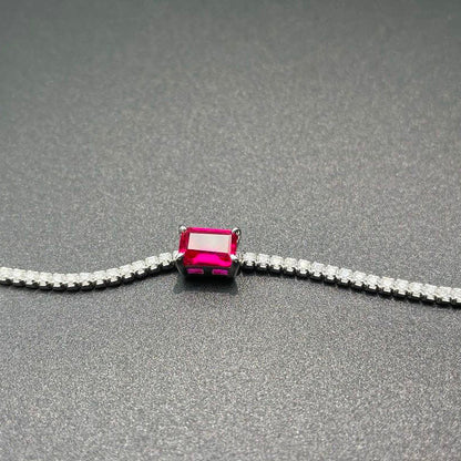 Women's White Gold Square Ruby Sapphire Tennis Bracelet