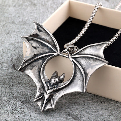 Men's Stainless Steel Vampire Bat Pendant Necklace Halloween Gift