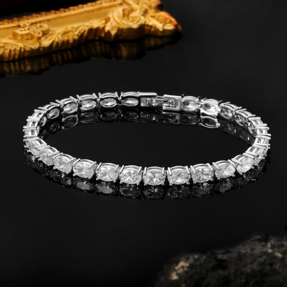 Women's 18k Gold Oval Zircon Tennis Bracelet