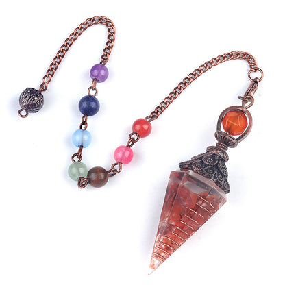 Copper-colored crushed stone resin crystal hexagonal pyramid spirit pendulum