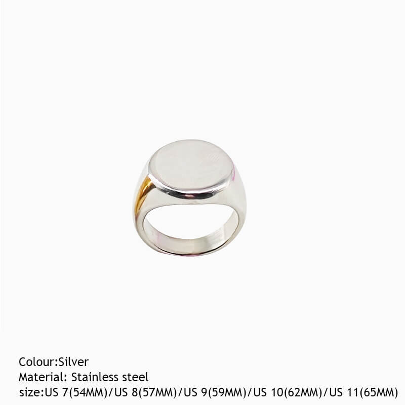 Men's Personalized Round Large Smooth Ring