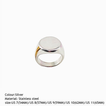 Men's Personalized Round Large Smooth Ring
