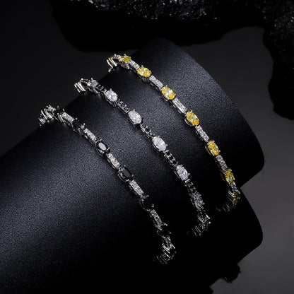 Women&Men's Simple Zircon Cuban Tennis Bracelet with Drawstring Design