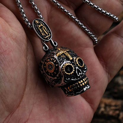 Men's Cross-shaped skull pendant
