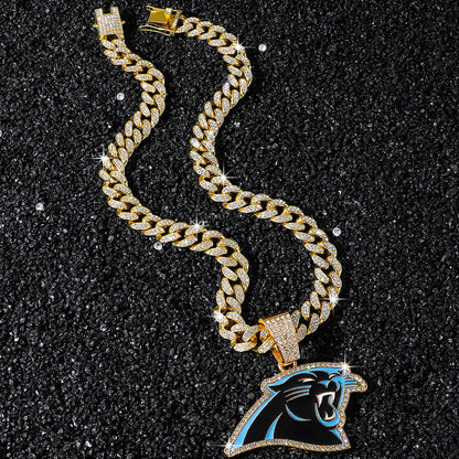 Hip-Hop Style Black Panther Football Team Logo Cuban Chain Pendant Necklace