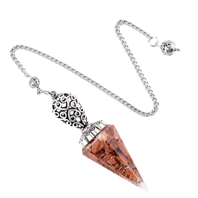 Silvery Crystal Agate Resin Hexagonal Pyramid Spirit Pendulum