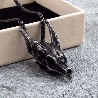 Men's Steel 3D Dragon Skull Pendant Necklace