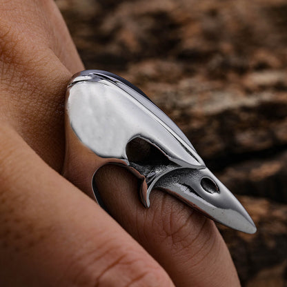 Men's Punk Skull And Bird Head Ring