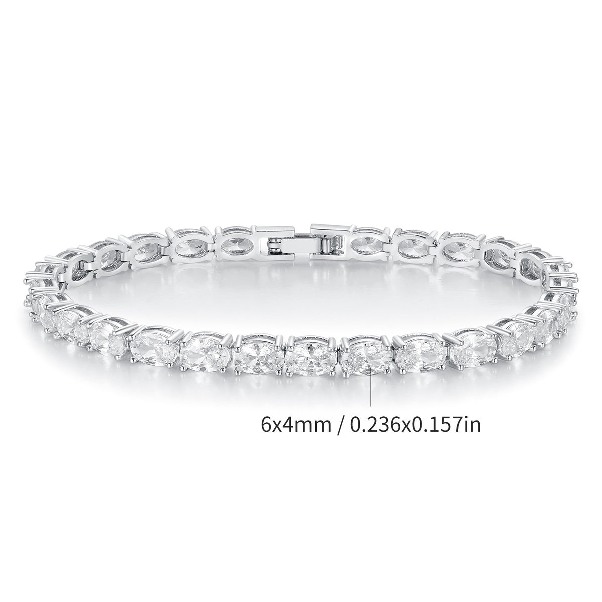 Women's 18k Gold Oval Zircon Tennis Bracelet