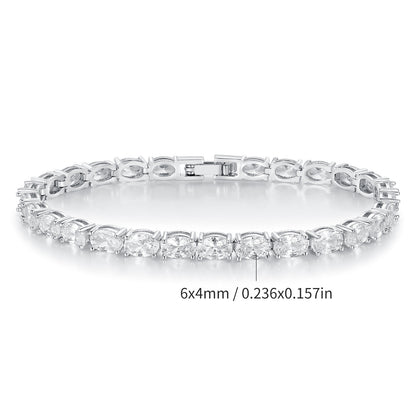 Women's 18k Gold Oval Zircon Tennis Bracelet