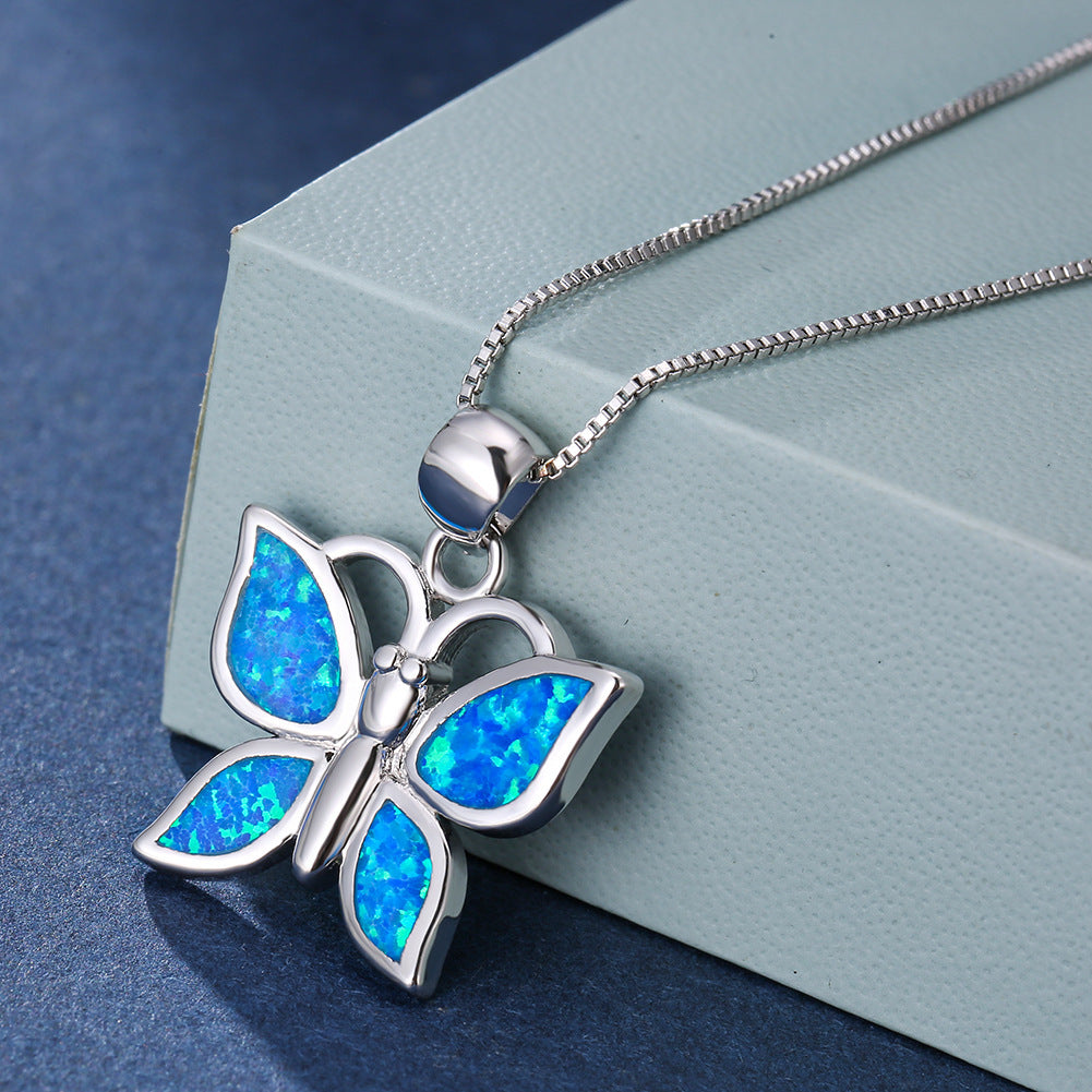 Blue Australian butterfly pendant necklace