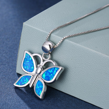 Blue Australian butterfly pendant necklace