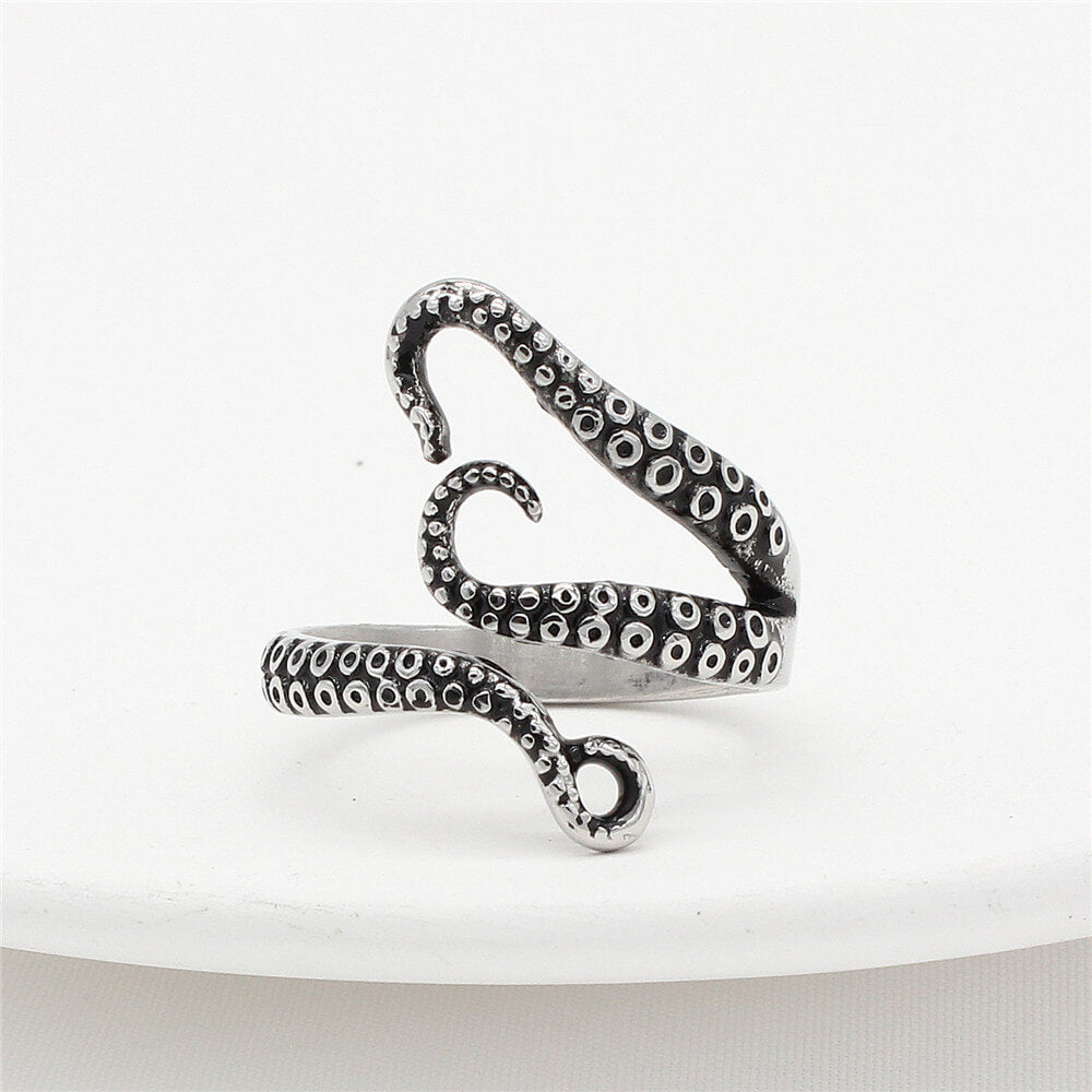 Men's Vintage Stainless Steel Octopus Ring