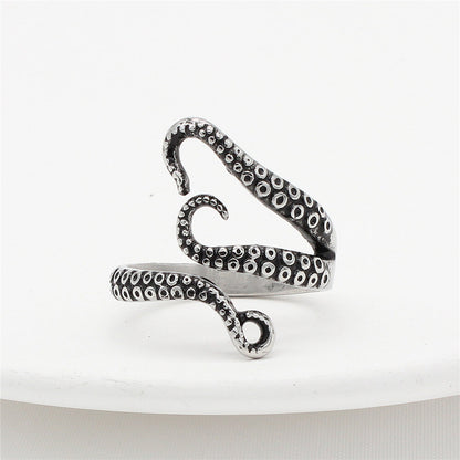 Men's Vintage Stainless Steel Octopus Ring