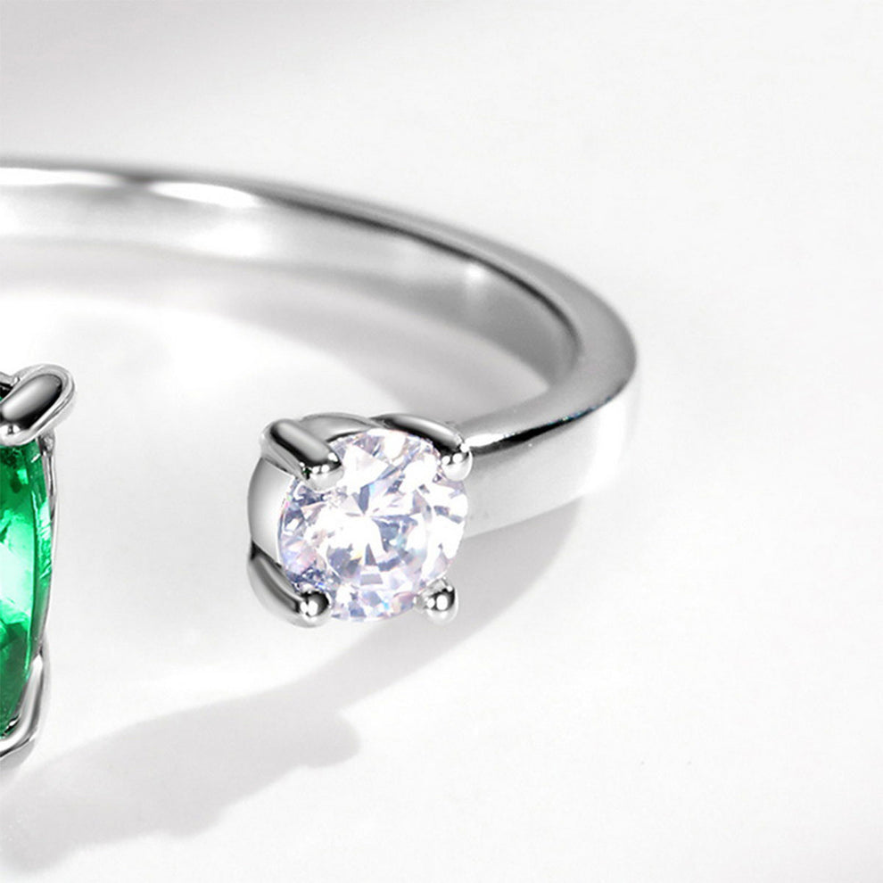 Women's White Gold Clip-On Adjustable Emerald Ring