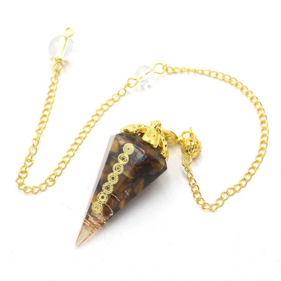 Golden Chain Tapered Resin Crystal Pendulum