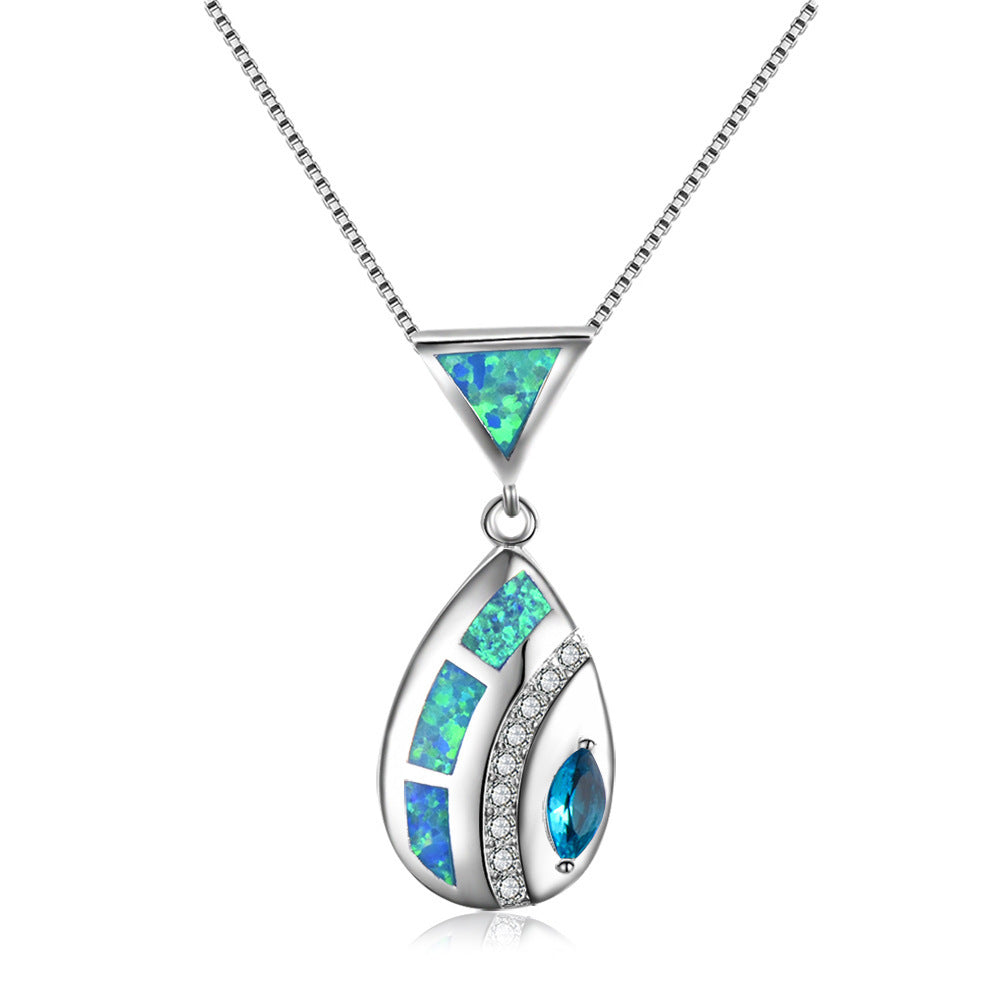 Triangle Opal Waterdrop Necklace