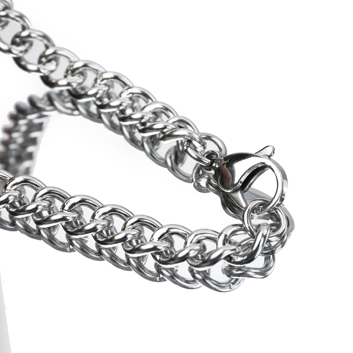 Men’s Silver Tone Stainless Steel Bracelet with Curved Medical Tag Wrist Jewelry