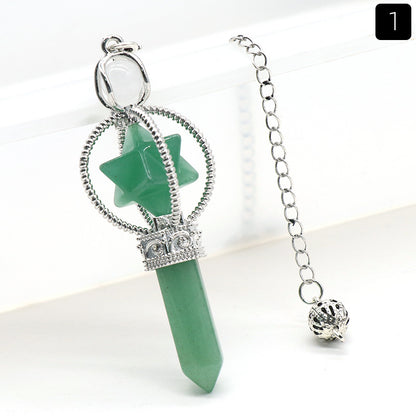 Cabamell Large Satellite Hexagonal Column Crystal Pendulum
