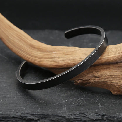 Men's Minimalist Stainless Steel Open C Cuff Bracelet, Smooth Plain Band Versatile Solid Bangle Jewelry