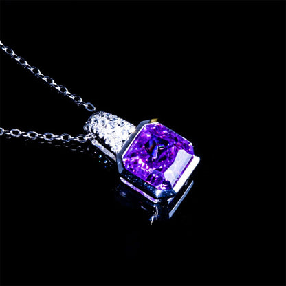 Women's Sterling Silver Bezel Setting Octagon Shape Amethyst Sapphire Pendant