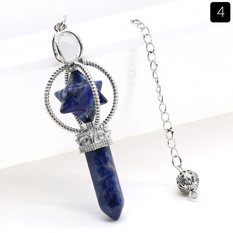 Cabamell Large Satellite Hexagonal Column Crystal Pendulum