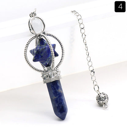 Cabamell Large Satellite Hexagonal Column Crystal Pendulum