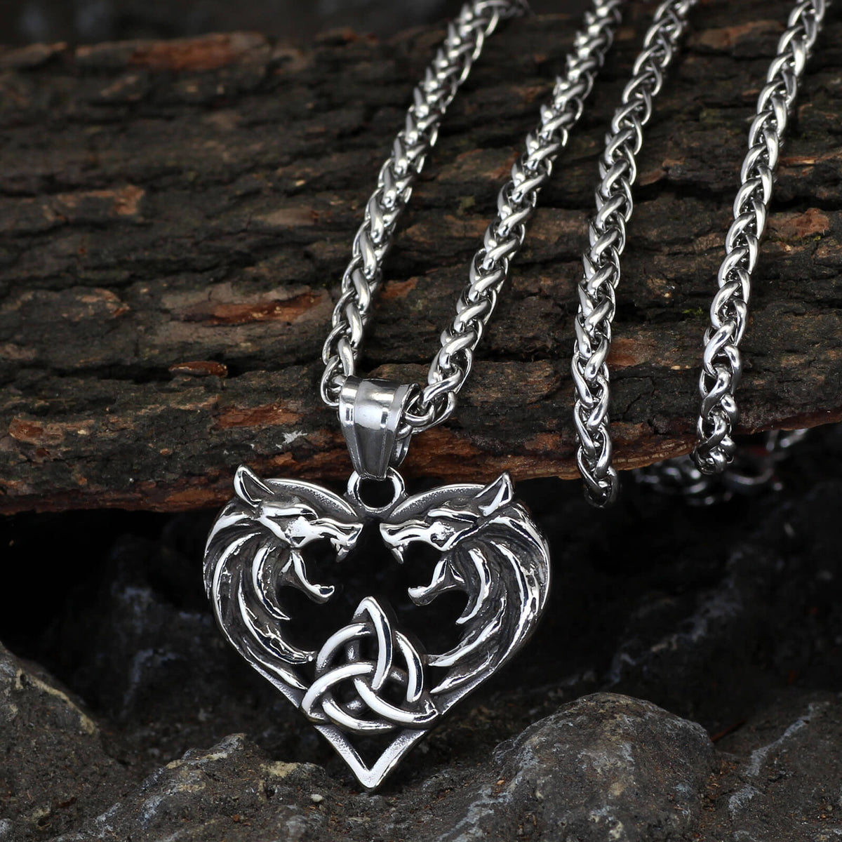 Men's Love Double Wolf Pendant Necklace