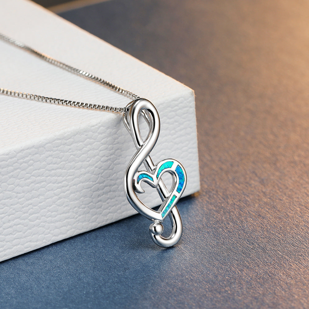 Opal Heart-shaped Note Necklace