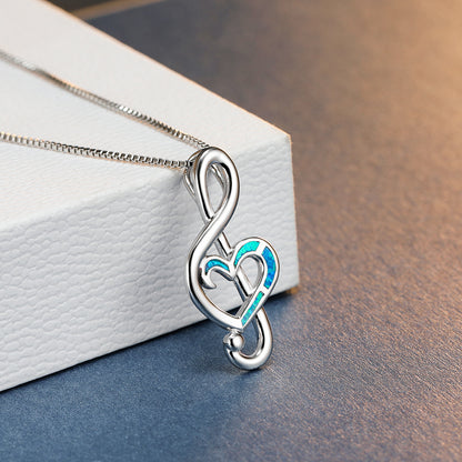 Opal Heart-shaped Note Necklace