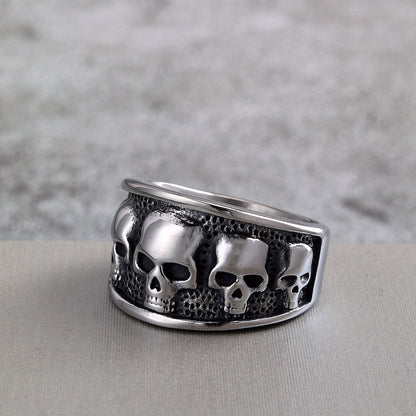Vintage Solid Stainless Steel Gothic Skull Ring for Men