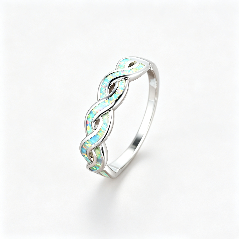Women's Twisted Interweave Opal Ring