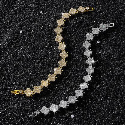 Hip-Hop Classic Floral Pattern Stitching Chain Bracelet