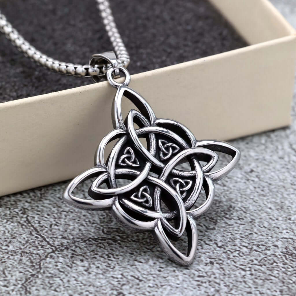 Vintage Stainless Steel Celtic Knot Pendant Necklace for Men