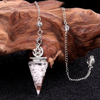 Star Moon Hexagonal Cone Crystal Resin Spirit Pendulum