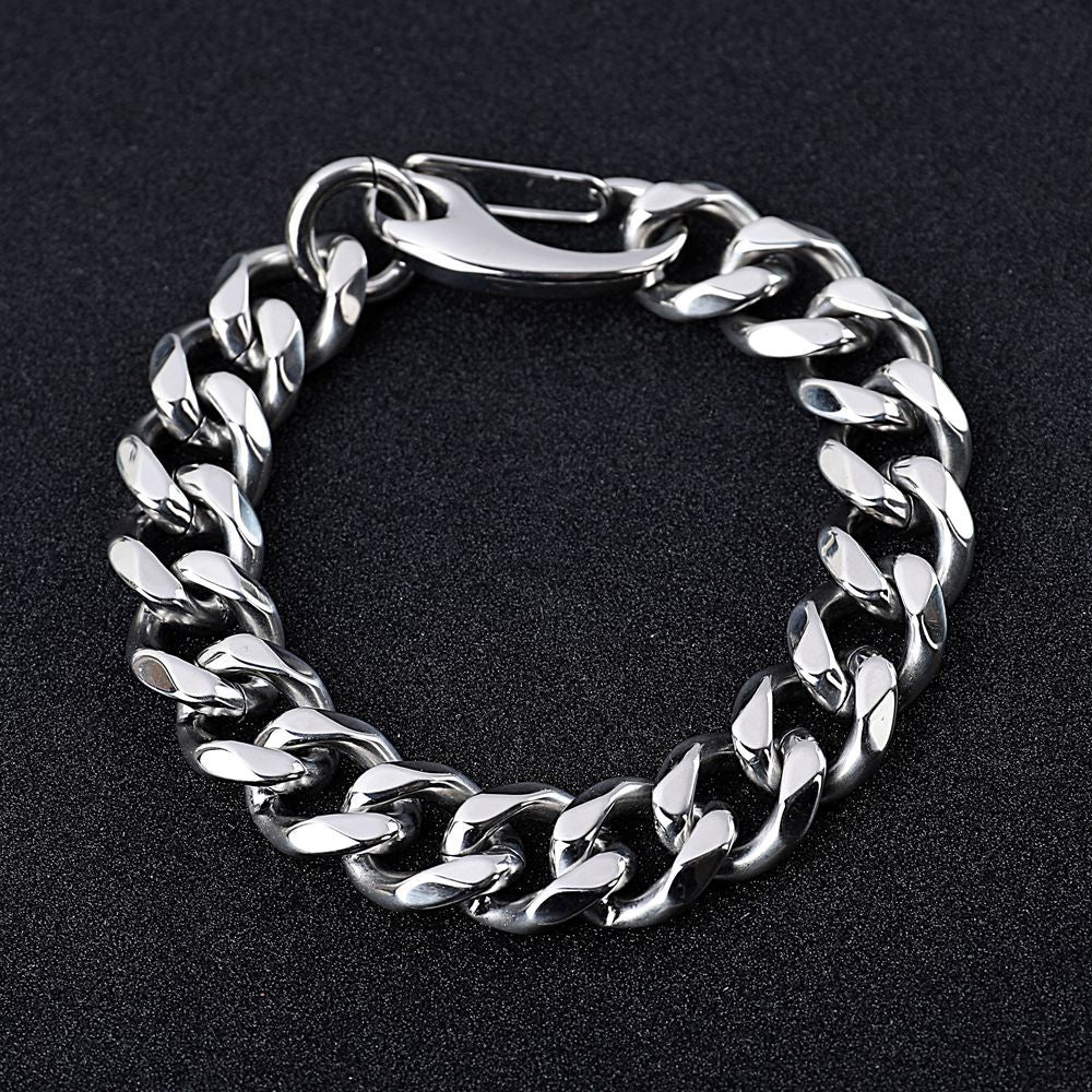 Men’s Hip Hop Stainless Steel Cuban Link Bracelet Fashion Street Wrist Jewelry