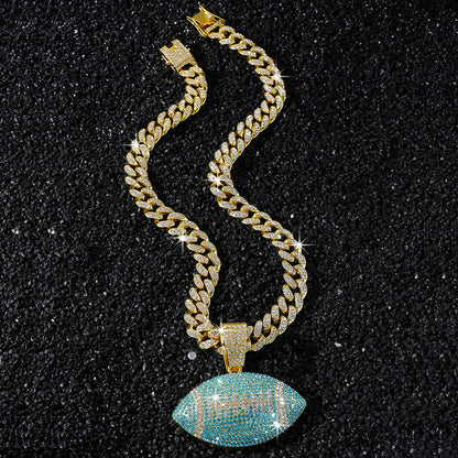 Hip-Hop Style Football Cuban Chain Pendant Necklace