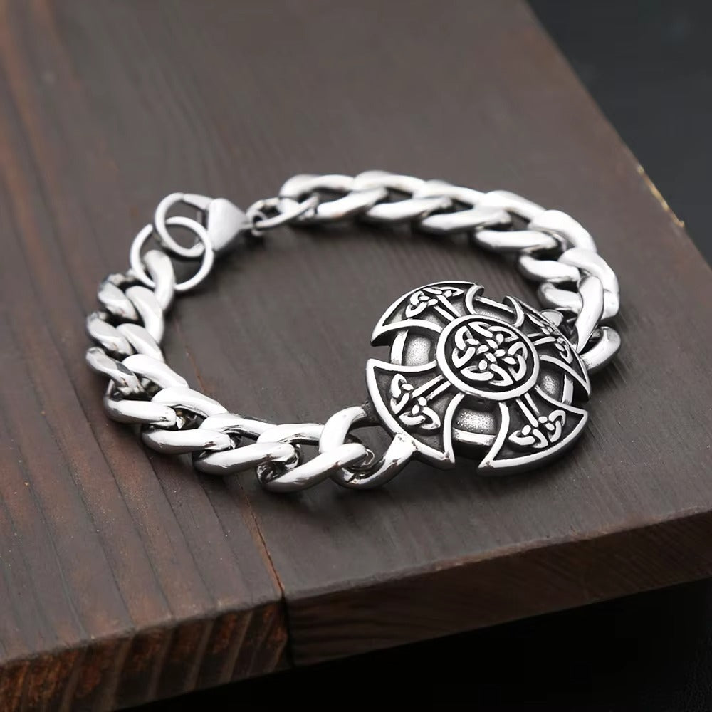 Men's European Streetwear Stainless Steel Bracelet, Viking Witch's Knot Celtic Knot Trendy Fashion Wrist Jewelry