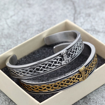 Nordic Retro Viking Mjolnir Stainless Steel C Cuff Men Bracelet