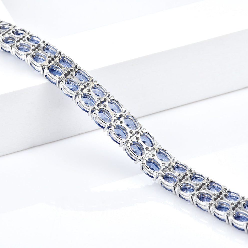 Women's Sterling Silver Pear Cut Blue Sapphire Tennis Bracelet