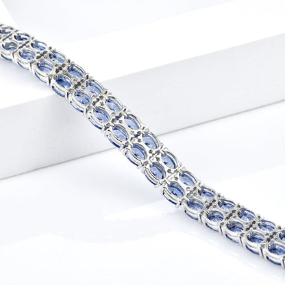 Women's Sterling Silver Pear Cut Blue Sapphire Tennis Bracelet