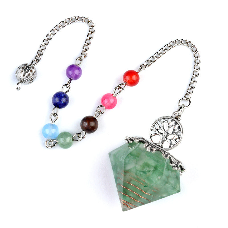 Chakra colorful bead chain crystal resin diamond pendulum
