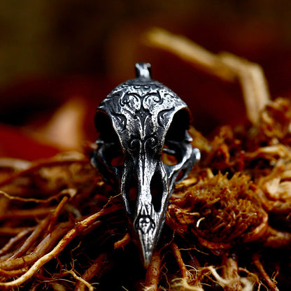 Men's Engraved Crow Pendant Necklace