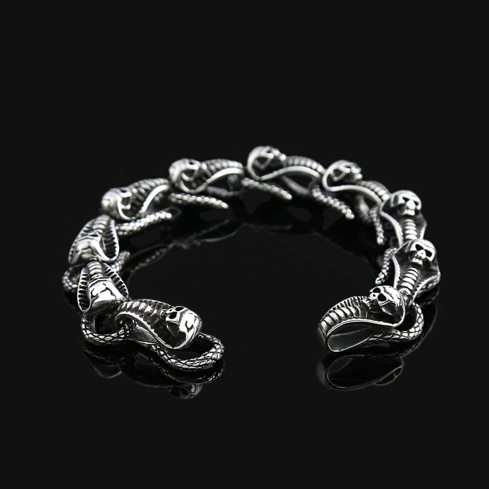 Fashion Skull Snake Stainless Steel Men's Bracelet