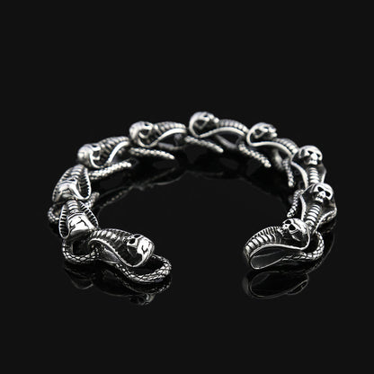 Fashion Skull Snake Stainless Steel Men's Bracelet