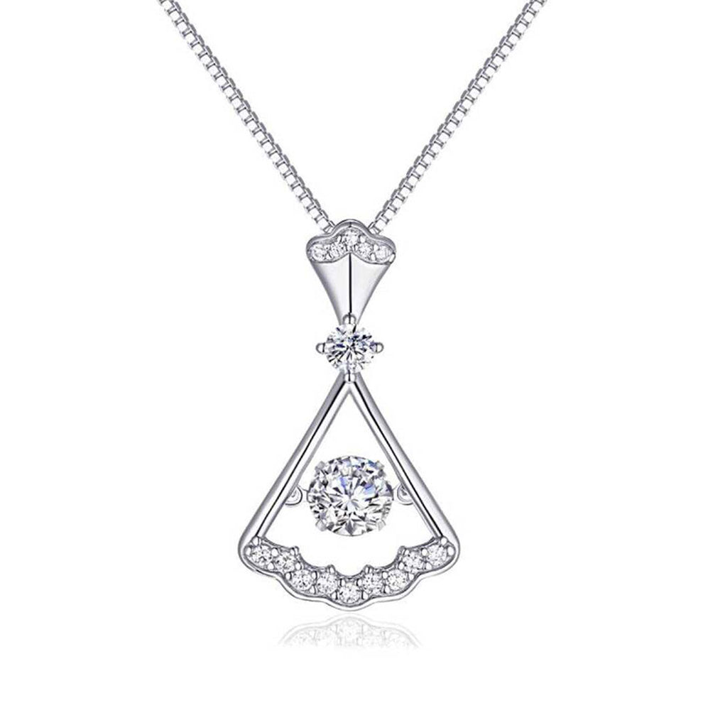 Women's White Gold Skirt Shape Beating Moissanite Pendant